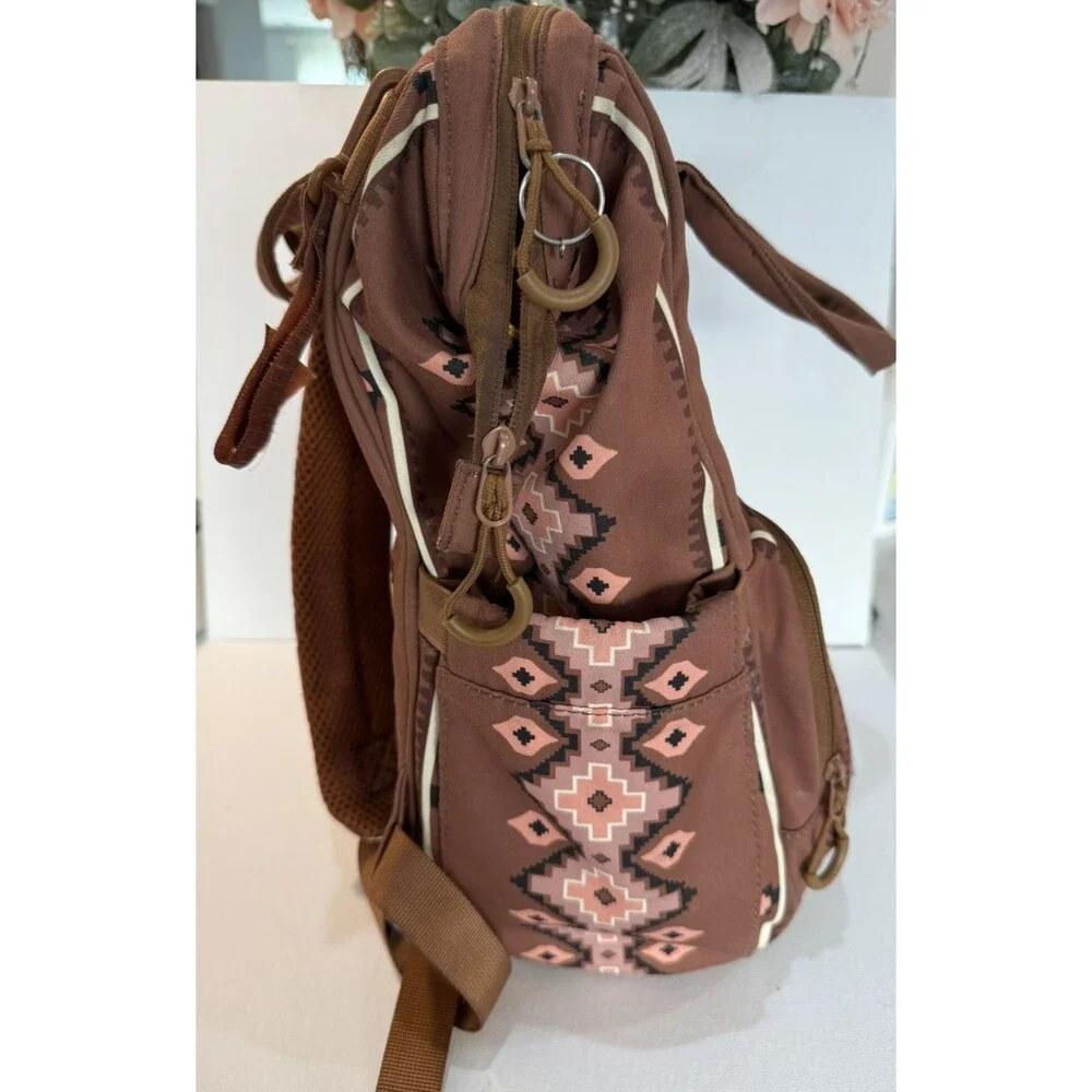Wrangler Diaper Bag Backpack Aztec Brown Montana Western Southwest Compartments